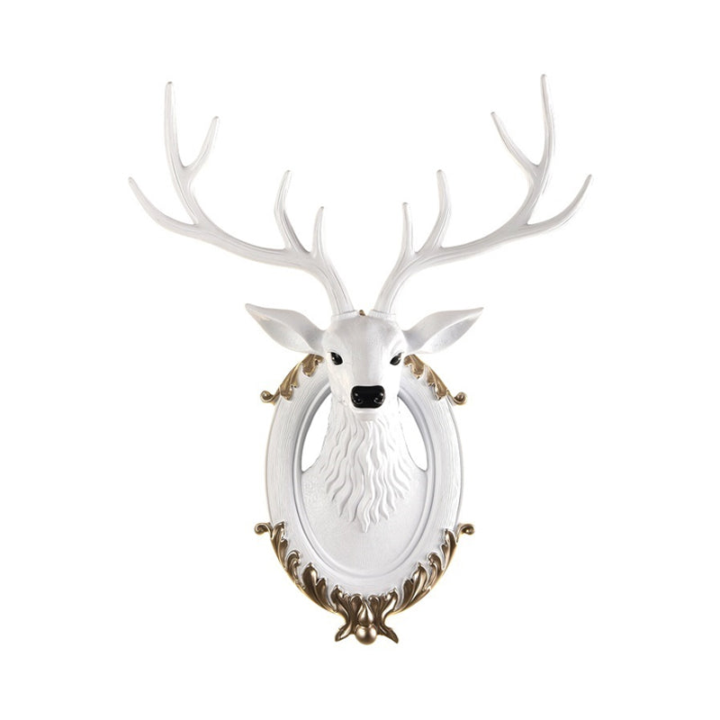 Hars Deer Head SCONCE Licht land 16 "/18.5" W LED LEDE ROOM MULT MADE LAMP IN ZWART/WIT/WOOD