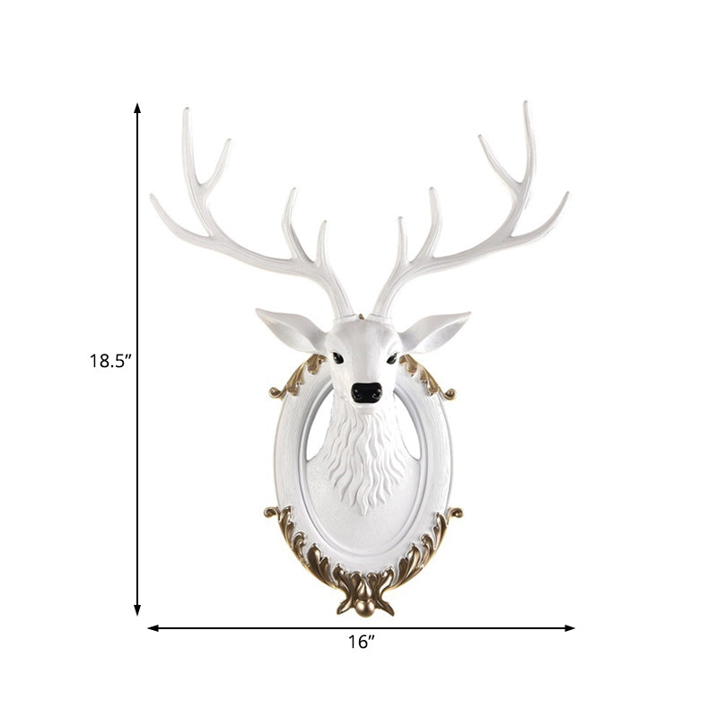 Hars Deer Head SCONCE Licht land 16 "/18.5" W LED LEDE ROOM MULT MADE LAMP IN ZWART/WIT/WOOD