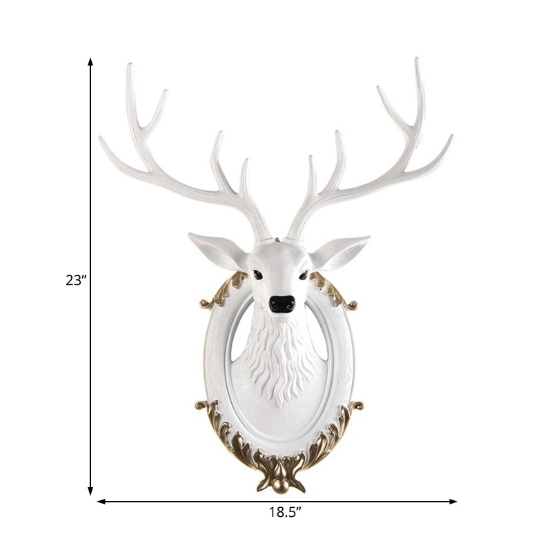 Hars Deer Head SCONCE Licht land 16 "/18.5" W LED LEDE ROOM MULT MADE LAMP IN ZWART/WIT/WOOD