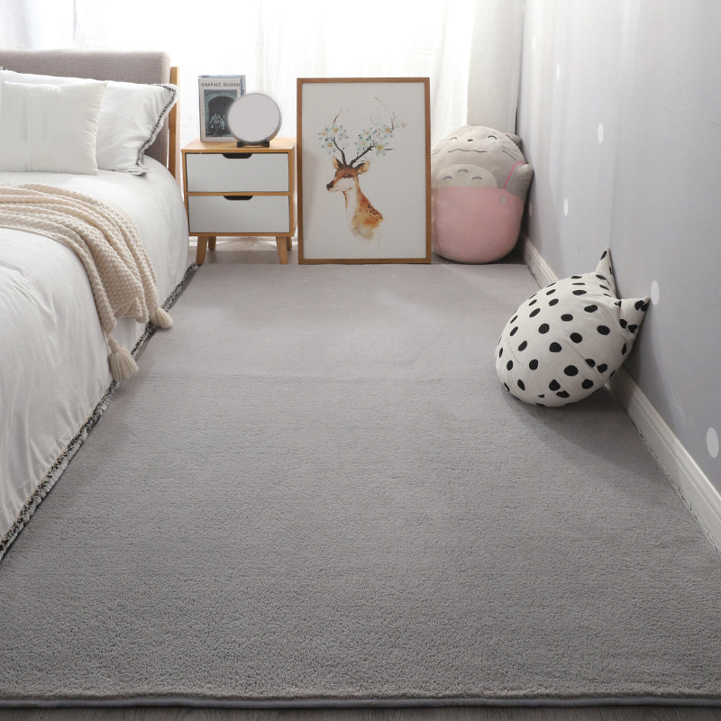 Simple Bedroom Rug Multi Color Solid Color Rug Cotton Blend Anti-Slip Backing Stain-Resistant Pet Friendly Indoor Rug