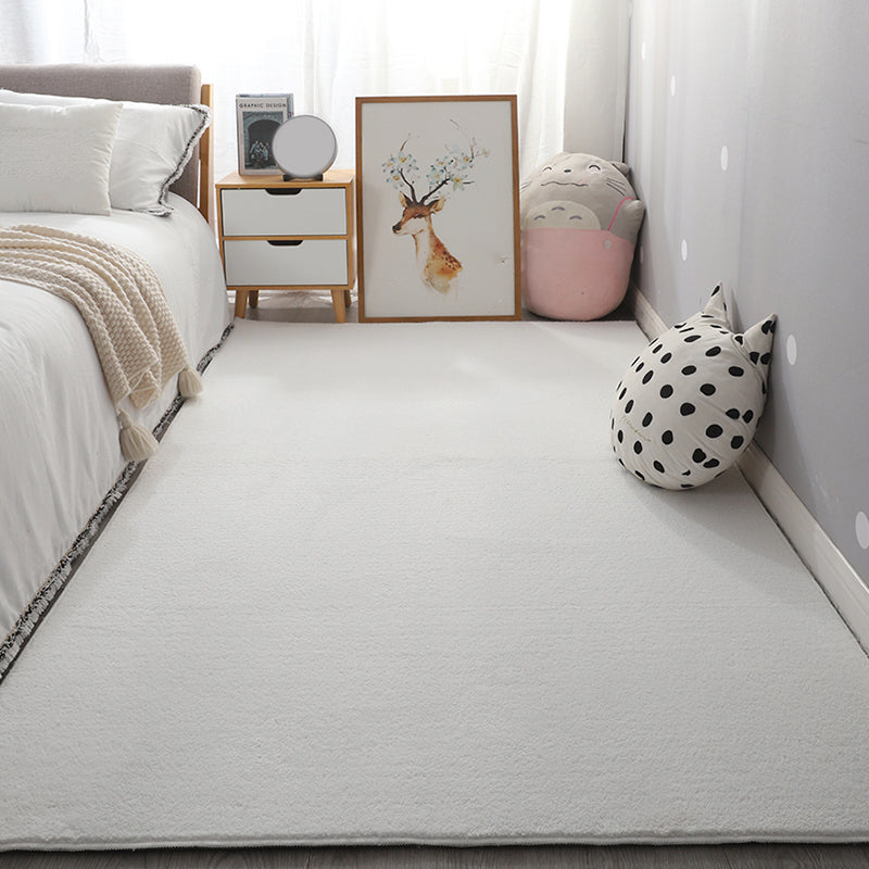 Simple Bedroom Rug Multi Color Solid Color Rug Cotton Blend Anti-Slip Backing Stain-Resistant Pet Friendly Indoor Rug