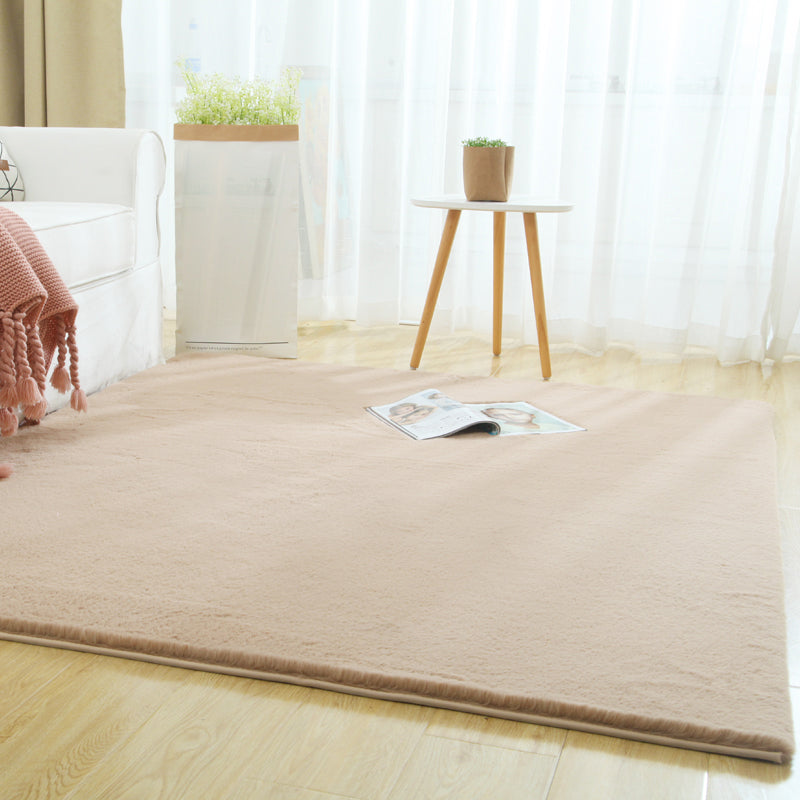 Multi-Color Solid Color Rug Cotton Blend Simple Area Rug Anti-Slip Backing Pet Friendly Easy Care Area Carpet for Home