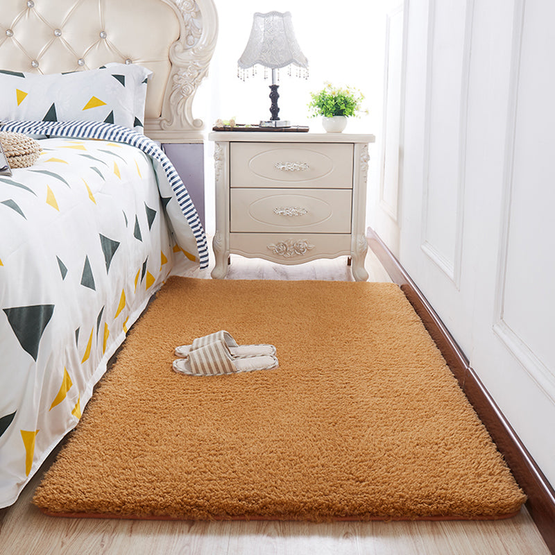 Modern Bedroom Rug Multi Color Solid Color Area Rug Cotton Blend Non-Slip Backing Easy Care Pet Friendly Carpet
