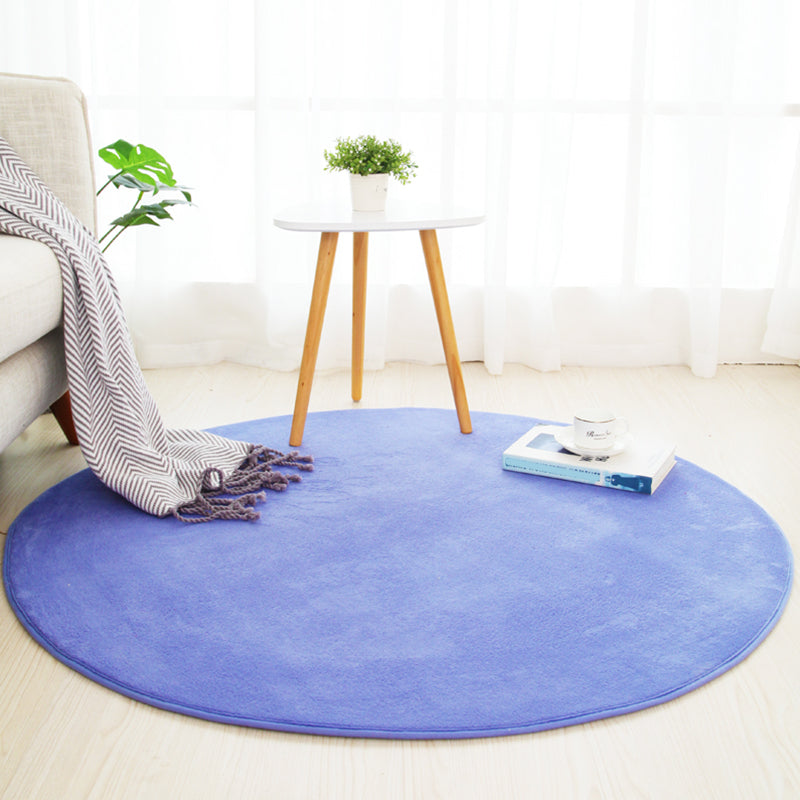 Multicolored Calming Rug Cotton Blend Solid Colored Area Carpet Anti-Slip Backing Pet Friendly Indoor Rug for Bedroom