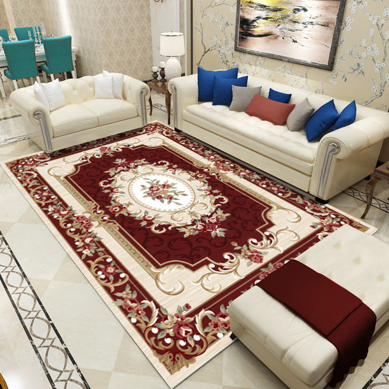 Antike Salon Teppich Multi-Farbblume gemusterte Fläche Teppichpolyster nicht rutscher Backing Haustierfreundlicher Indoor Teppich