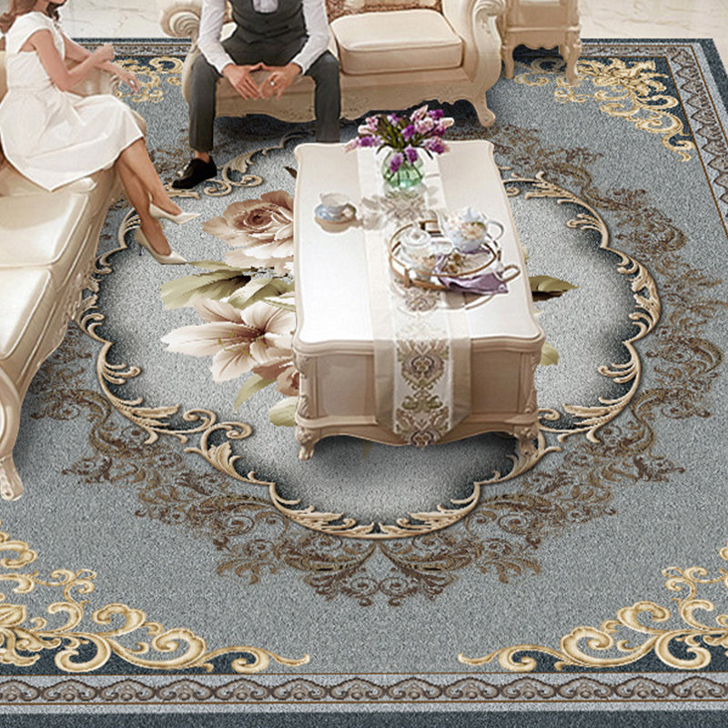 Tapis à imprimé floral vintage Tapis en polypropylène en polypropylène Facile Easy Care Anim Friendly Area Area Papet pour le salon