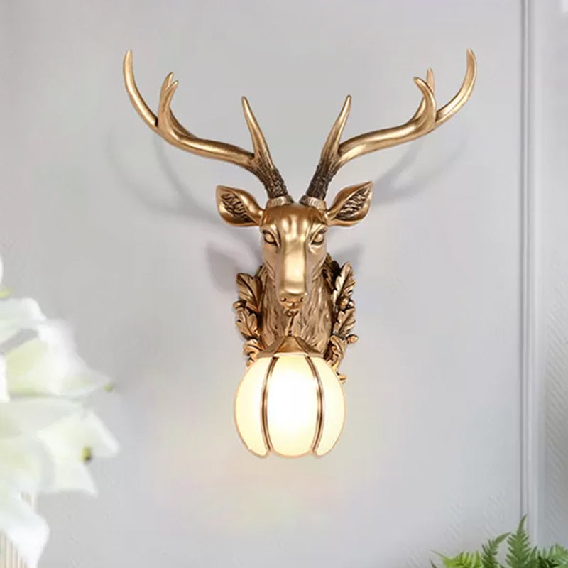 Éclairage d'écran en forme de tête d'or Résine country 17 "/ 25" W 1 Light Indoor Wall Mount Éclairage