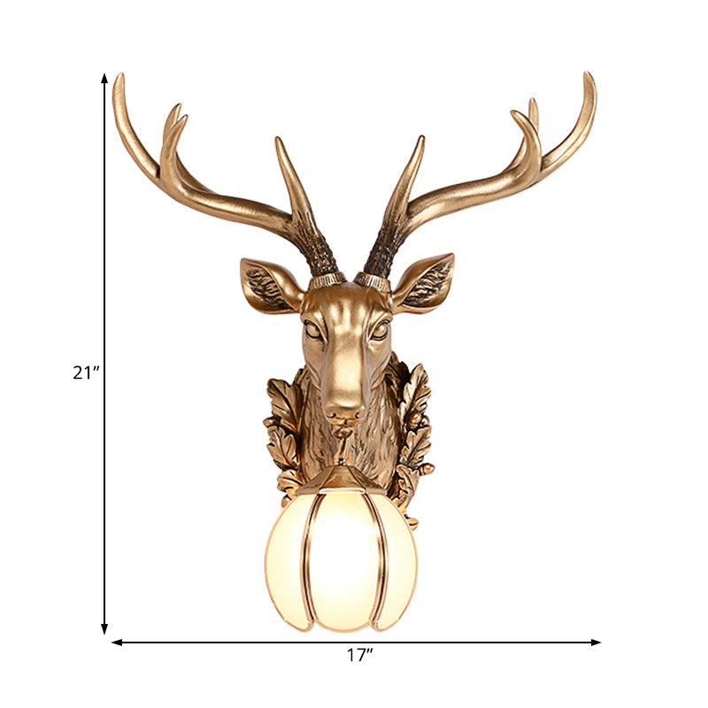 Éclairage d'écran en forme de tête d'or Résine country 17 "/ 25" W 1 Light Indoor Wall Mount Éclairage