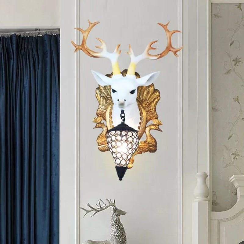 Country Deer Head Head Lampe 1 Éclairage mural résine