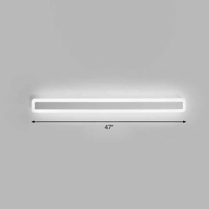 Vanité en forme de bar Light Minimaliste de salle de bain acrylique LED Mur mural moulu en blanc