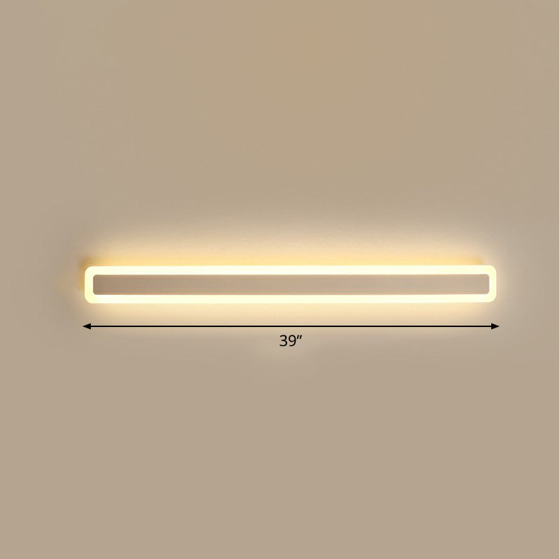 Vanité en forme de bar Light Minimaliste de salle de bain acrylique LED Mur mural moulu en blanc
