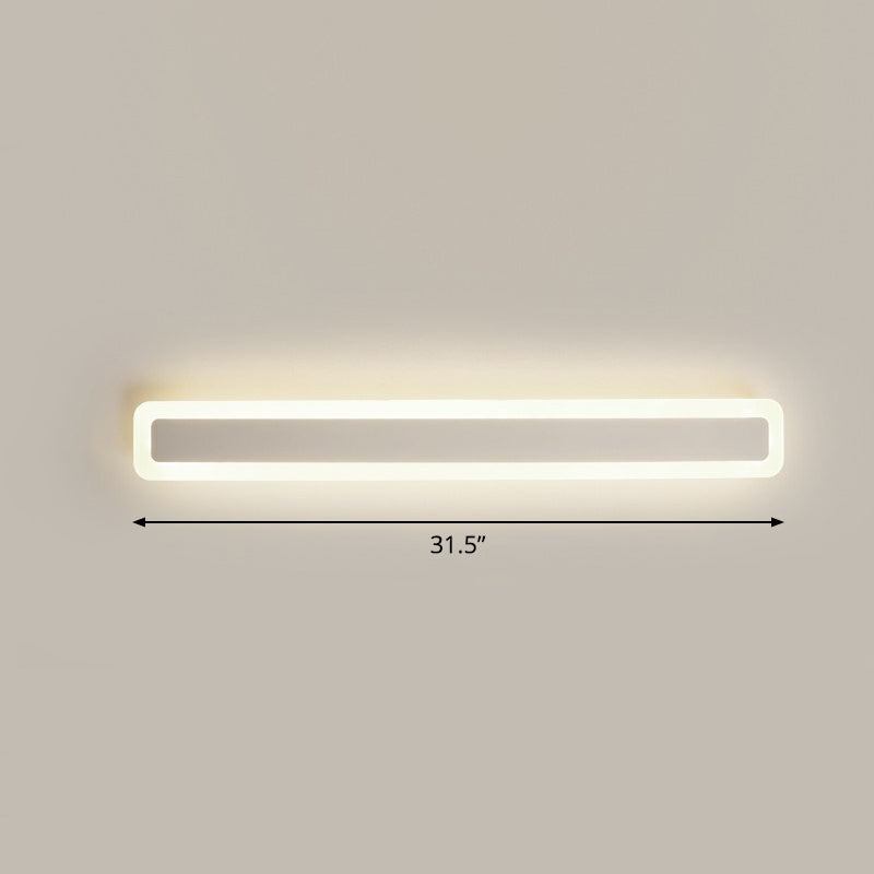 Vanité en forme de bar Light Minimaliste de salle de bain acrylique LED Mur mural moulu en blanc
