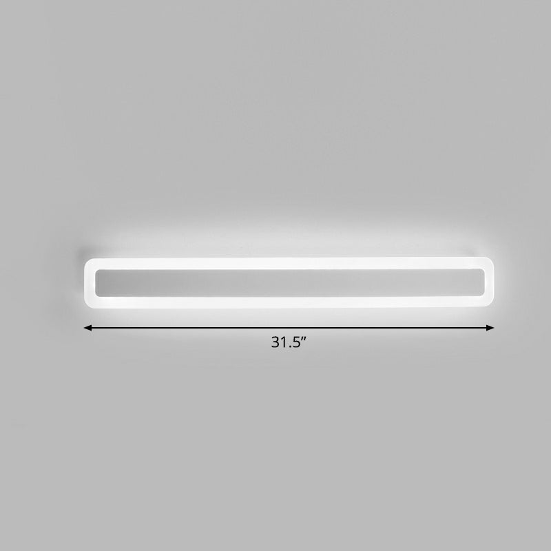 Vanité en forme de bar Light Minimaliste de salle de bain acrylique LED Mur mural moulu en blanc
