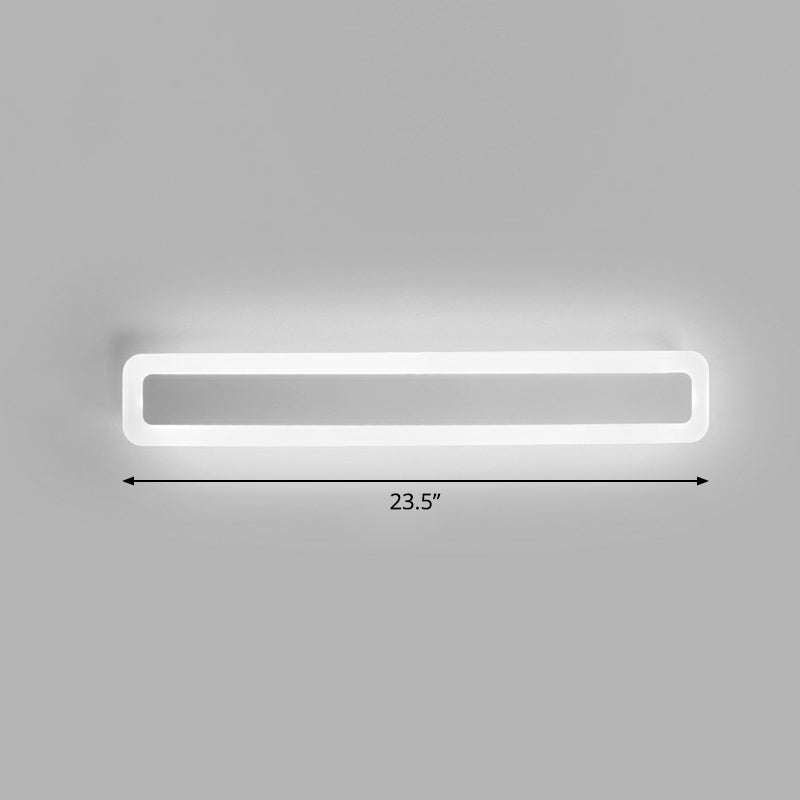 Vanité en forme de bar Light Minimaliste de salle de bain acrylique LED Mur mural moulu en blanc
