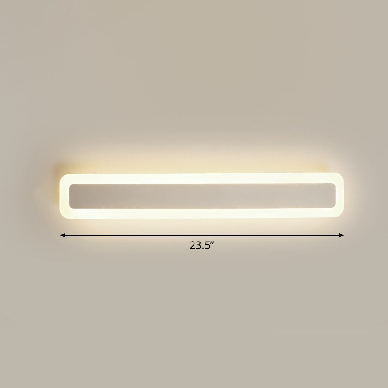 Vanité en forme de bar Light Minimaliste de salle de bain acrylique LED Mur mural moulu en blanc