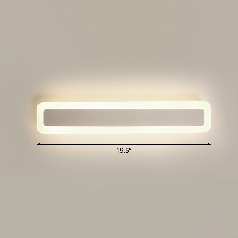 Vanité en forme de bar Light Minimaliste de salle de bain acrylique LED Mur mural moulu en blanc