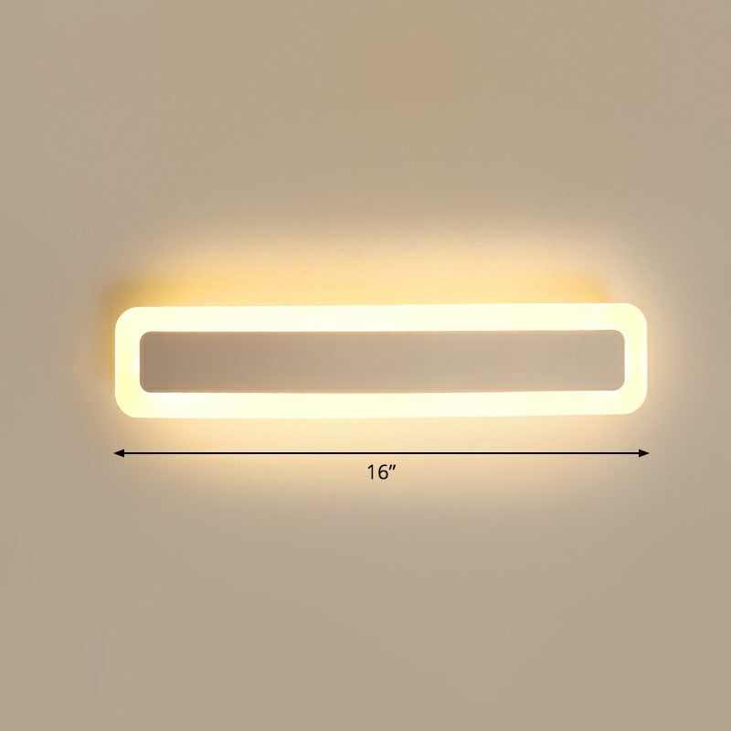 Vanité en forme de bar Light Minimaliste de salle de bain acrylique LED Mur mural moulu en blanc