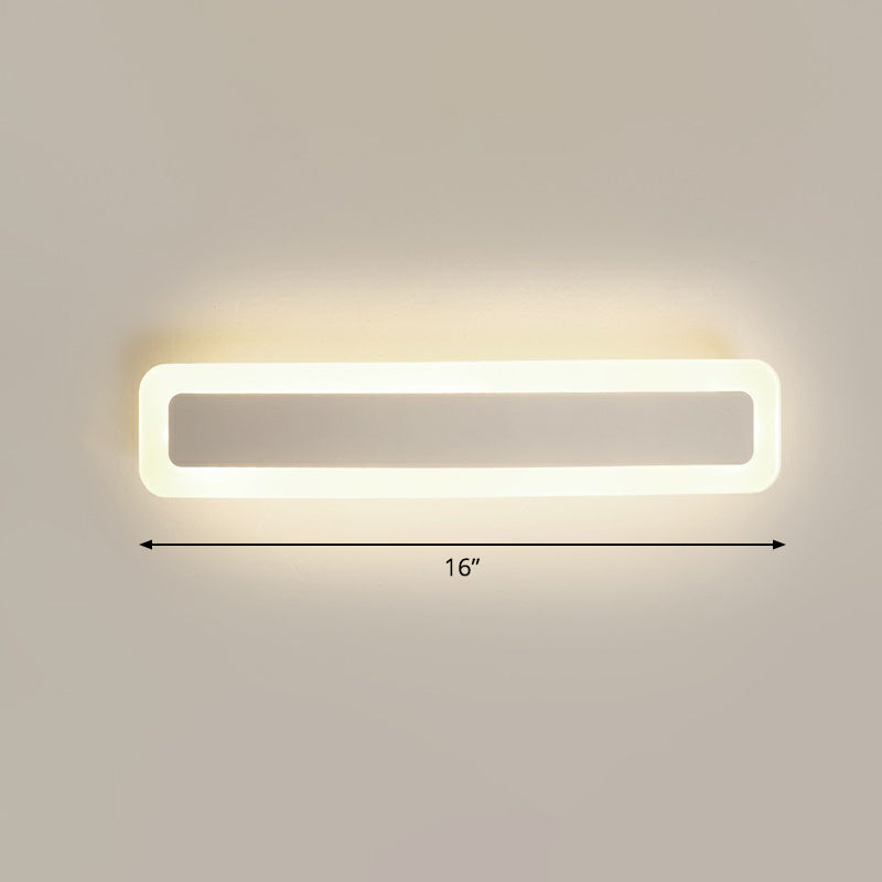 Vanité en forme de bar Light Minimaliste de salle de bain acrylique LED Mur mural moulu en blanc