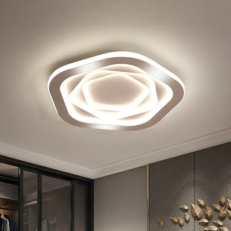 Concentric Acrylic Flush Ceiling Light Modern White Finish LED Flush Mount Lighting