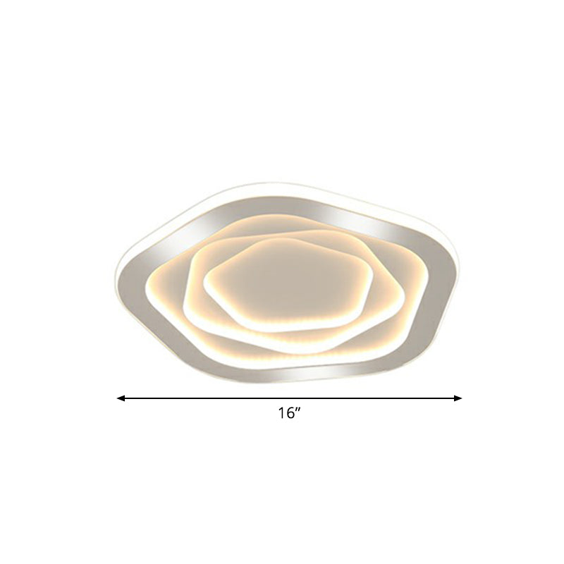 Concentric Acrylic Flush Ceiling Light Modern White Finish LED Flush Mount Lighting