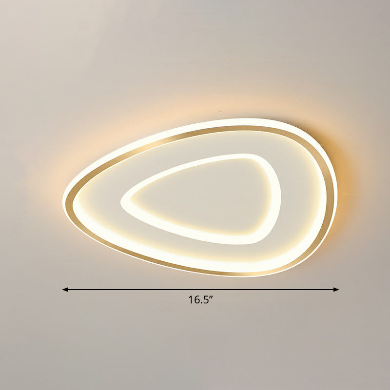 Gold Teardrop Shaped Ceiling Lighting Simplicity LED Acrylic Flush Mount Fixture