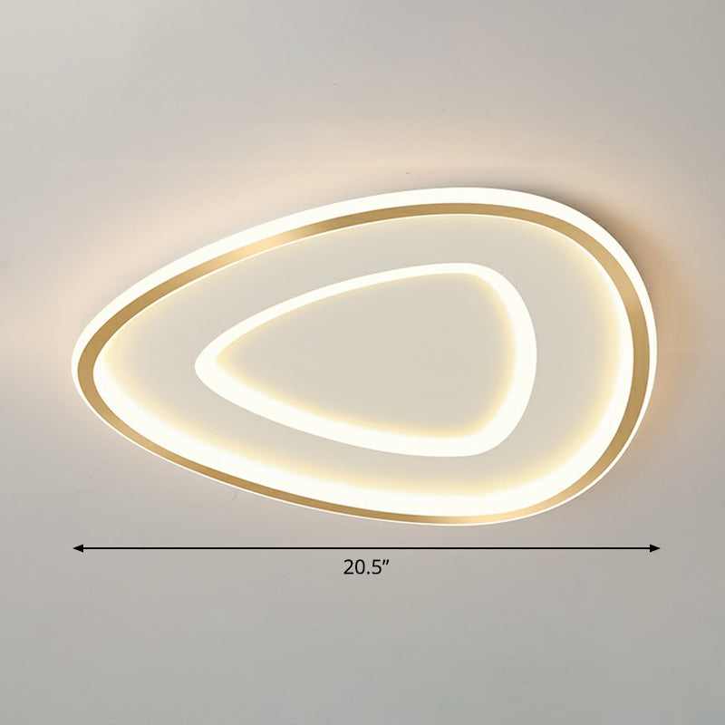 Gold Teardrop Shaped Ceiling Lighting Simplicity LED Acrylic Flush Mount Fixture