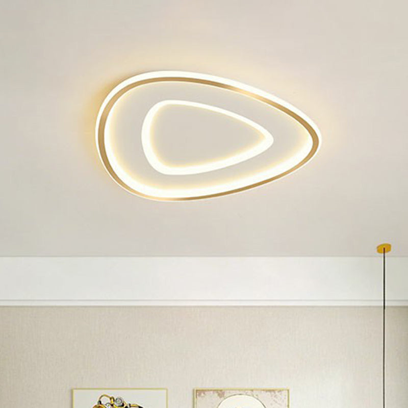 Gold Teardrop Shaped Ceiling Lighting Simplicity LED Acrylic Flush Mount Fixture