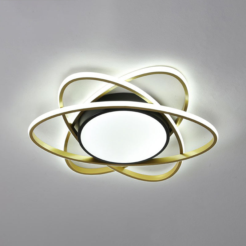 Metallic Floral Surface Mounted Led Ceiling Light Modern Black Flush Mount Light Fixture