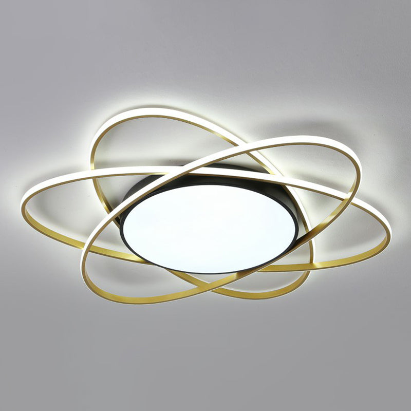 Metallic Floral Surface Mounted Led Ceiling Light Modern Black Flush Mount Light Fixture