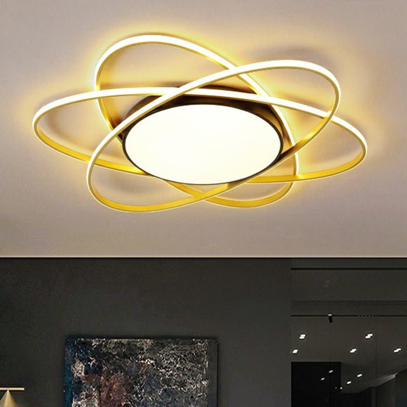 Metallic Floral Surface Mounted Led Ceiling Light Modern Black Flush Mount Light Fixture