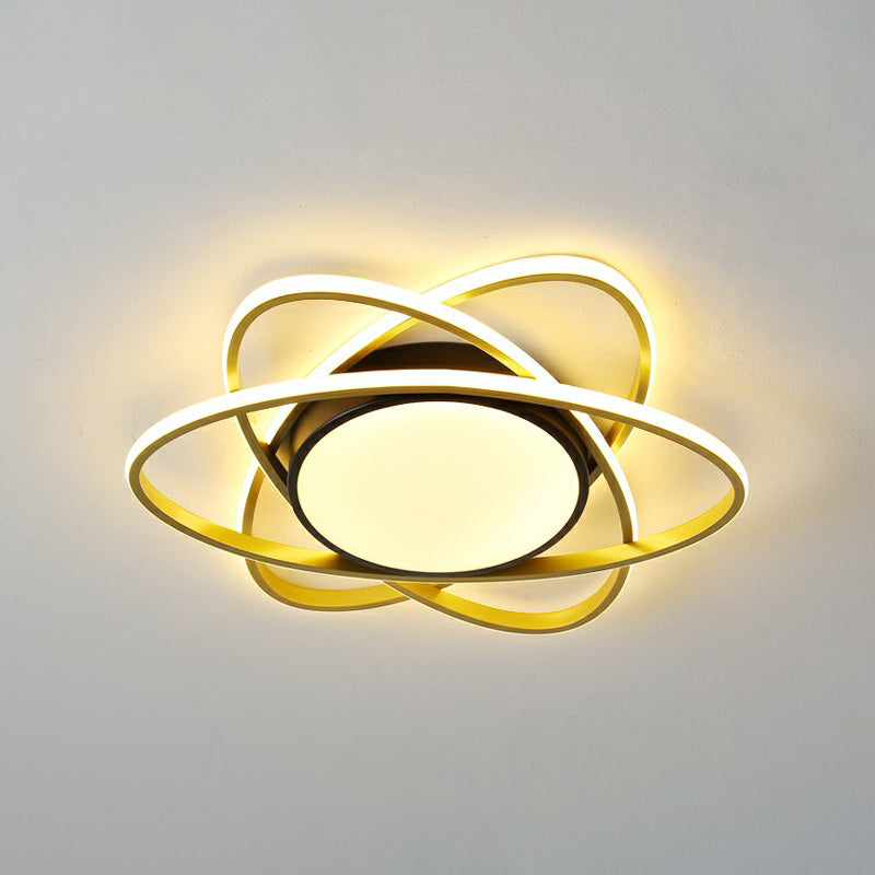 Metallic Floral Surface Mounted Led Ceiling Light Modern Black Flush Mount Light Fixture