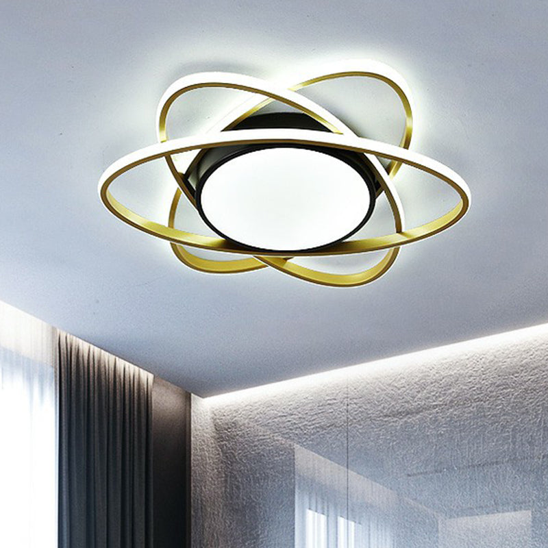 Metallic Floral Surface Mounted Led Ceiling Light Modern Black Flush Mount Light Fixture