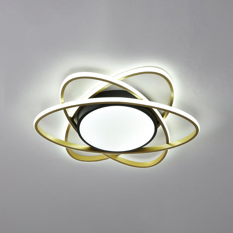 Metallic Floral Surface Mounted Led Ceiling Light Modern Black Flush Mount Light Fixture