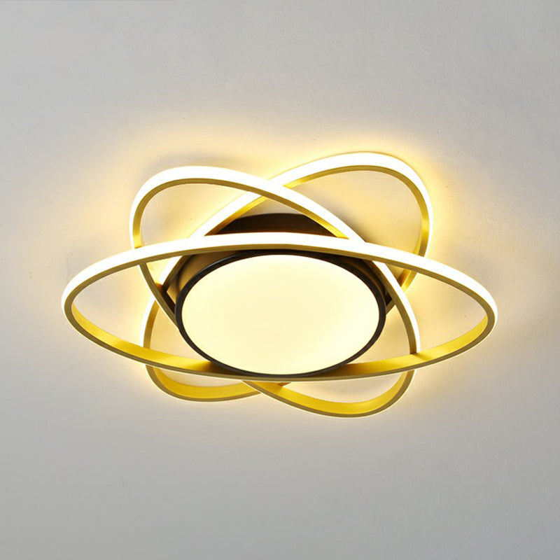 Metallic Floral Surface Mounted Led Ceiling Light Modern Black Flush Mount Light Fixture