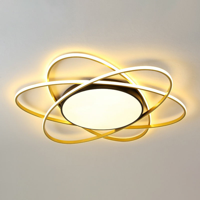 Metallic Floral Surface Mounted Led Ceiling Light Modern Black Flush Mount Light Fixture