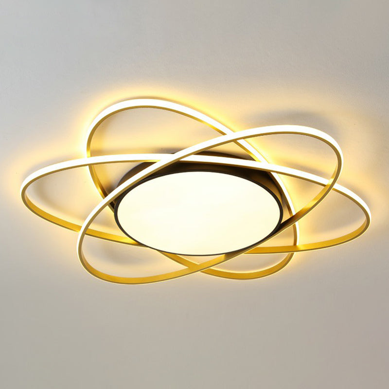 Metallic Floral Surface Mounted Led Ceiling Light Modern Black Flush Mount Light Fixture