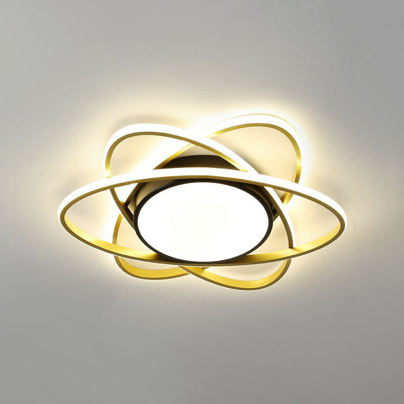 Metallic Floral Surface Mounted Led Ceiling Light Modern Black Flush Mount Light Fixture