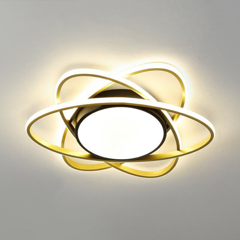 Metallic Floral Surface Mounted Led Ceiling Light Modern Black Flush Mount Light Fixture