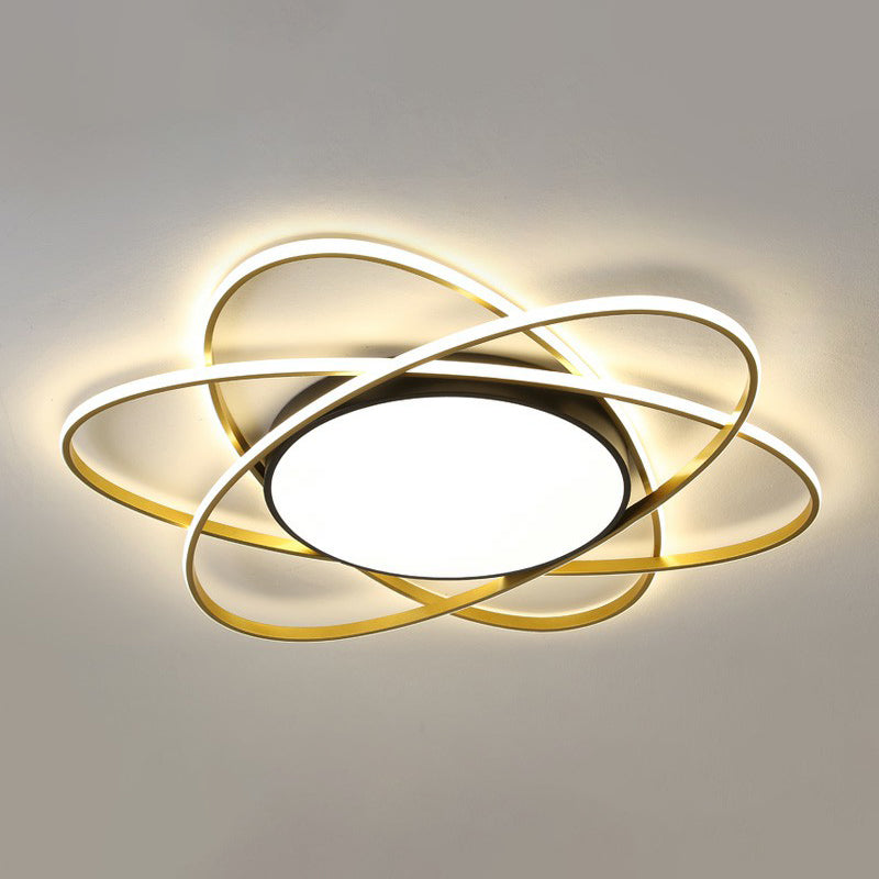 Metallic Floral Surface Mounted Led Ceiling Light Modern Black Flush Mount Light Fixture