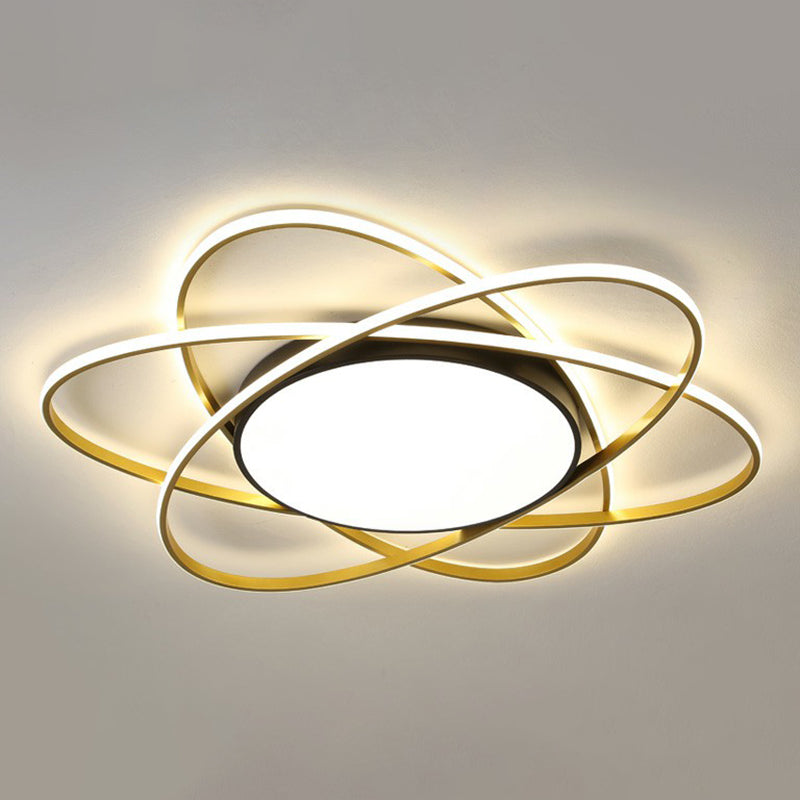 Metallic Floral Surface Mounted Led Ceiling Light Modern Black Flush Mount Light Fixture