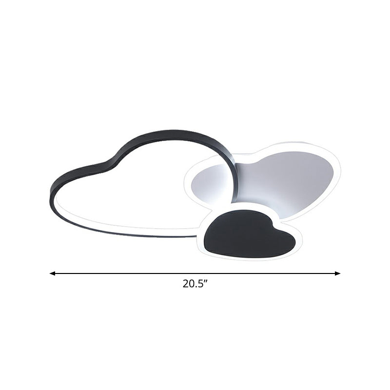 Schwarz liebevolles Herz Flush Mount Light Moderne Metall -LED -Decke Flush Leuchte für Schlafzimmer