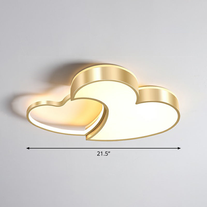 Herzförmige Metall-Deckenleuchte, minimalistische goldene LED-Unterputzleuchte für Schlafzimmer