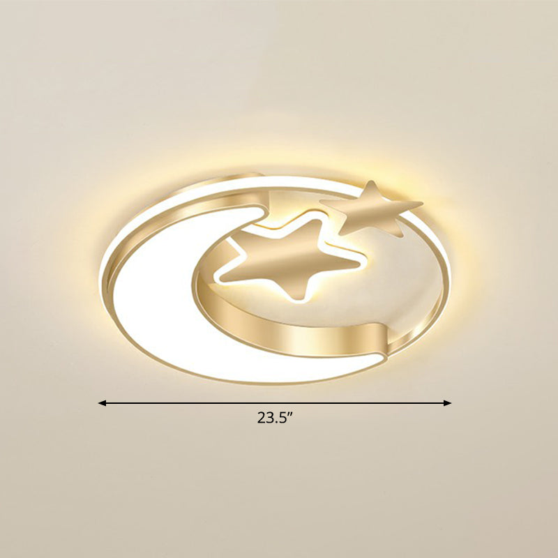 Lampada da soffitto per bambini Crescent e Star Lampada da letto in metallo con anello