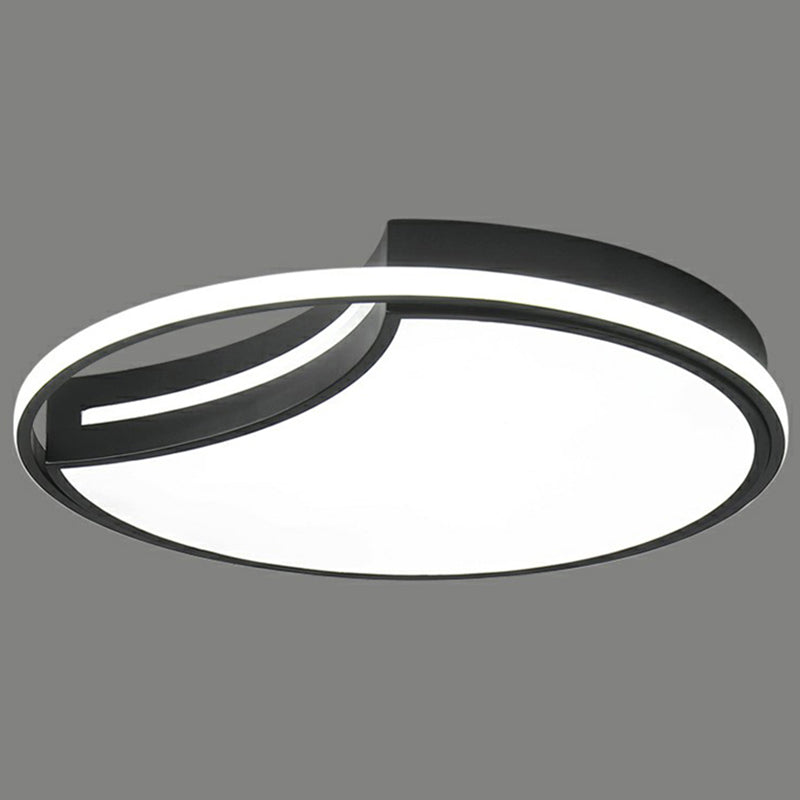 Minimalist Crescent LED Ceiling Flush Mount Acrylic Bedroom Flush Light Fixture with Halo Ring in Black