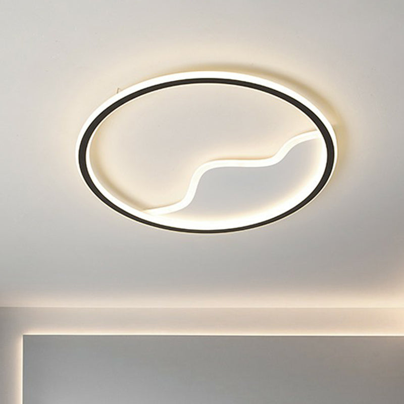 Mountain Mural Ceiling Lighting Minimalist Acrylic LED Flush Mount Fixture for Bedroom