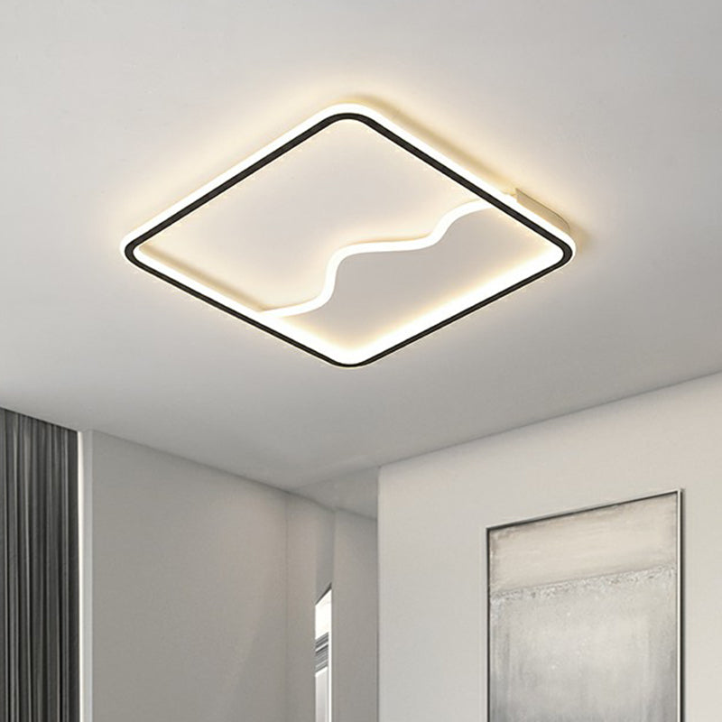 Mountain Mural Ceiling Lighting Minimalist Acrylic LED Flush Mount Fixture for Bedroom