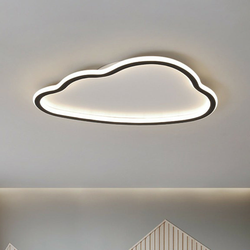 Simplicity Flush Mount LED Light Black-White Cloud Ceiling Lamp with Acrylic Shade