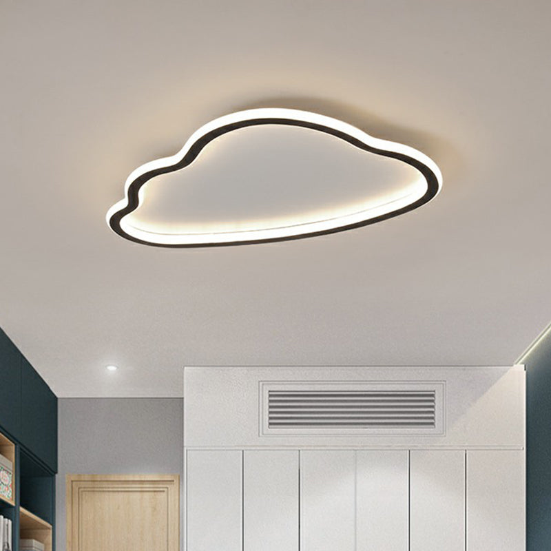 Simplicity Flush Mount LED Light Black-White Cloud Ceiling Lamp with Acrylic Shade