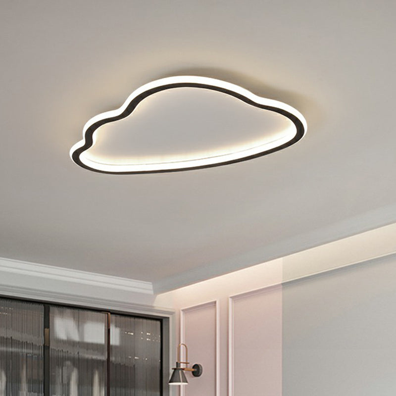 Simplicity Flush Mount LED Light Black-White Cloud Ceiling Lamp with Acrylic Shade