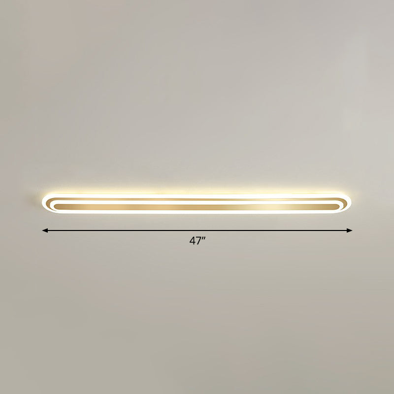 Gouden langwerpige LED-plafondarmatuur minimalisme acryl inbouwlamp voor slaapkamer